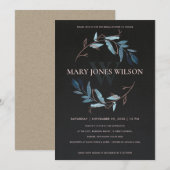 BLAUW ZWART PINK FOLIAGE WREATH VRIJGEZELLENFEEST  BEDANKKAART (Voorkant / Achterkant)