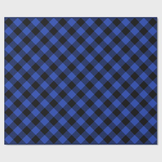Blauw Zwart Plaid | Buffel controleert patroon Cadeaupapier (Vlak)