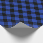 Blauw Zwart Plaid | Buffel controleert patroon Cadeaupapier (Hoek)
