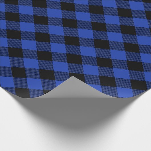 Blauw Zwart Plaid | Buffel controleert patroon Cadeaupapier (Hoek)