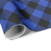 Blauw Zwart Plaid | Buffel controleert patroon Cadeaupapier (Rol Hoek)