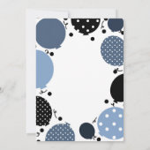 Blauw & Zwart Polka Dot Balloons 1e Verjaardagsfee Kaart (Achterkant)