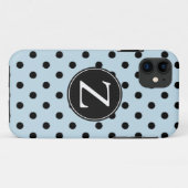 Blauw Zwart Polka Dots Monogram Case-Mate iPhone Case (Achterkant (horizontaal))