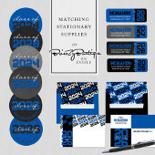 Blauw & Zwart Pootafdruk Afstudeerstickers Ronde Sticker