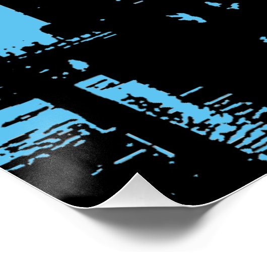 Blauw Zwart Pop Art London Tower Bridge Poster (Hoek)