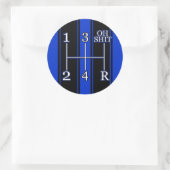 Blauw Zwart Race Stripes Shift Knop Sticker (Tas)
