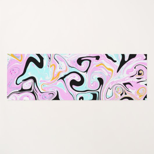 Blauw, zwart, roze marmer yogamat (Voorkant (horizontaal))