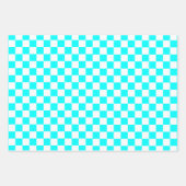 Blauw Zwart Roze Retro Chess Patroon Inpakpapier Vel (Voorkant 3)