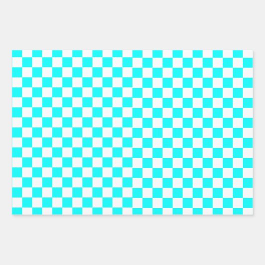 Blauw Zwart Roze Retro Chess Patroon Inpakpapier Vel (Voorkant 3)