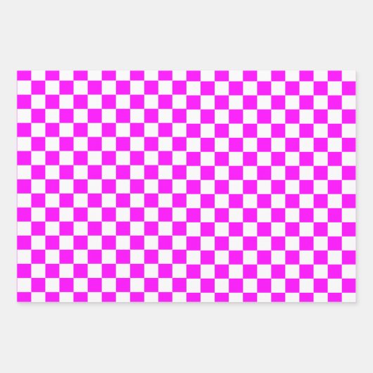 Blauw Zwart Roze Retro Chess Patroon Inpakpapier Vel (Voorkant 2)