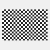 Blauw Zwart Roze Retro Chess Patroon Inpakpapier Vel (Voorkant)