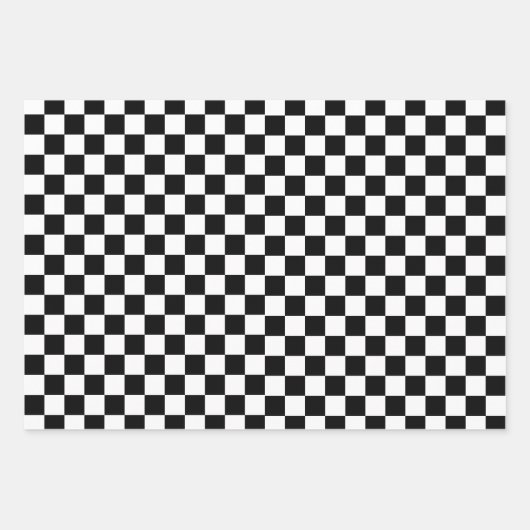 Blauw Zwart Roze Retro Chess Patroon Inpakpapier Vel (Voorkant)