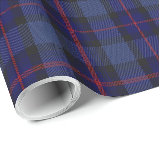 Blauw Zwart Roze Rood Tartan Plaid Cadeaupapier (Rol Hoek)