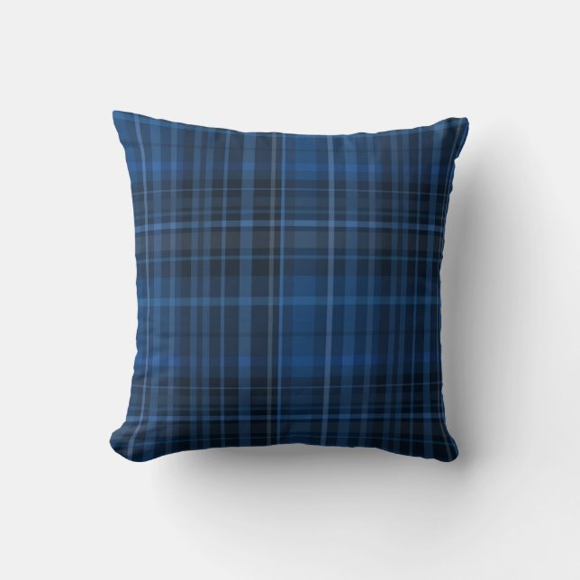 Blauw Zwart Rutpatroon Kussen (Voorkant)