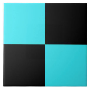 Blauw Zwart Schachbrekpatroon Tegeltje