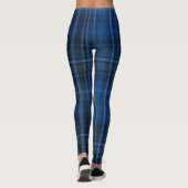 Blauw Zwart Schotse Ruit Patroon Leggings (Achterkant)