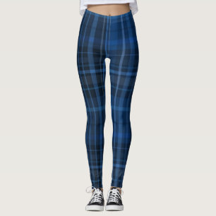Blauw Zwart Schotse Ruit Patroon Leggings