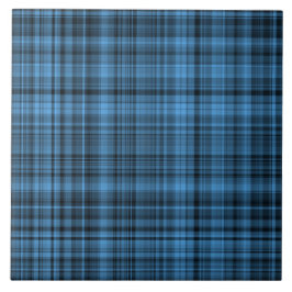 Blauw Zwart Schotse Ruit Patroon Tegeltje
