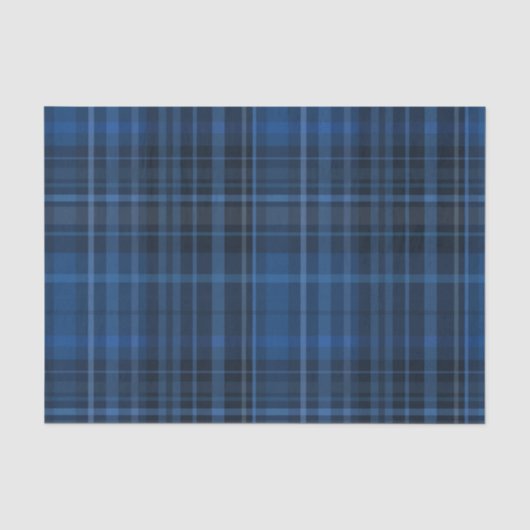 Blauw & Zwart Schotsgeruit Patroon Print Tissuepapier (Voorkant)