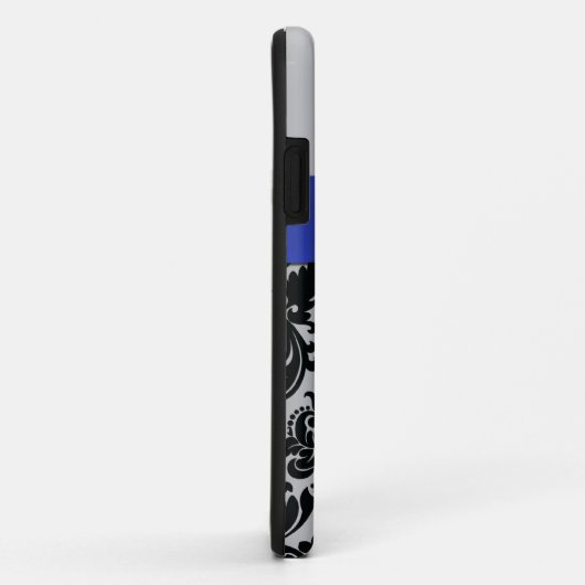Blauw, zwart, Silver Damask iPhone 5 Hoesje (Achterkant/rechts)