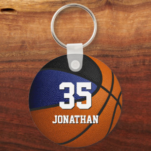 blauw zwart sportteam kleuren basketbal sleutelhanger