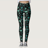 Blauw Zwart Stingray Manta Ray Ocean Theme Leggings (Voorkant)