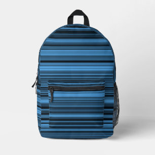 Blauw Zwart Strepen Bedrukte Rugzak
