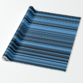 Blauw Zwart Strepen Cadeaupapier (Uitgerold)