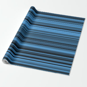 Blauw Zwart Strepen Cadeaupapier