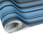 Blauw Zwart Strepen Cadeaupapier (Rol Hoek)