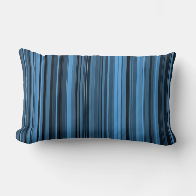 Blauw Zwart Strepen Kussen (Voorkant)