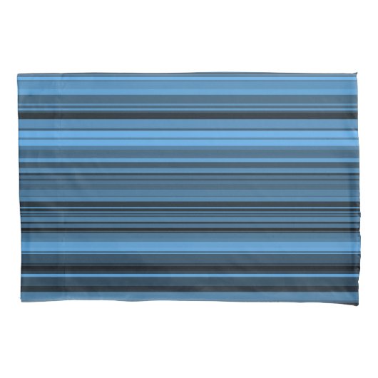Blauw Zwart Strepen Kussensloop (Voorkant-Links)