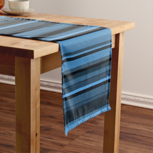 Blauw Zwart Strepen Lange Tafelloper (Voorbeeld)