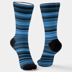 Blauw Zwart Strepen Naadloos Patroon Sokken
