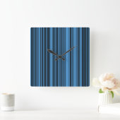 Blauw Zwart Strepen Vierkante Klok (Huis)