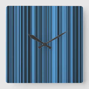 Blauw Zwart Strepen Vierkante Klok