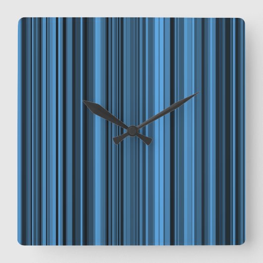 Blauw Zwart Strepen Vierkante Klok (Voorkant)
