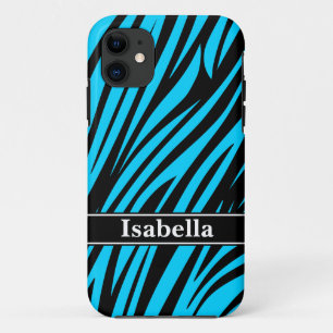 Blauw zwart Stripes-patroon iPhone 11 Hoesje