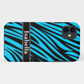 Blauw zwart Stripes-patroon Case-Mate iPhone Case (Achterkant (horizontaal))