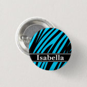 Blauw zwart Stripes-patroon Ronde Button 3,2 Cm (Voorkant /achterkant)