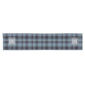 Blauw Zwart Tartan Monogram  Korte Tafelloper (Horizontaal)