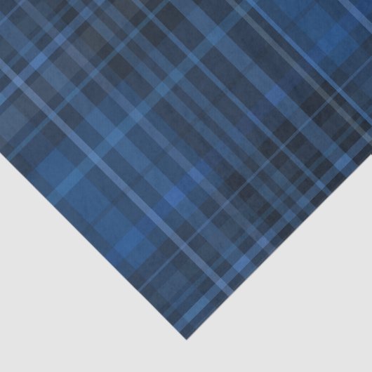 Blauw & Zwart Tartan Plaid Patroon Print Tissuepapier (Detail)