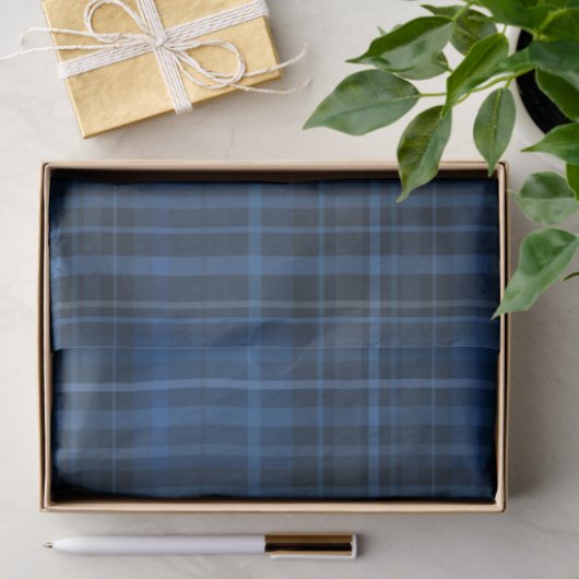 Blauw & Zwart Tartan Plaid Patroon Print Tissuepapier (Geschenk)