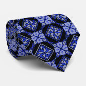 Blauw & Zwart Tatreez Henna Thobe Patroon Stropdas (Opgerold)