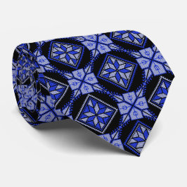 Blauw & Zwart Tatreez Henna Thobe Patroon Stropdas