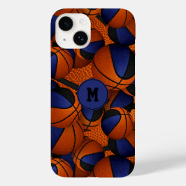 Blauw zwart team kleuren basketbal sport patroon Case-Mate iPhone 14 hoesje