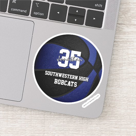 blauw zwart team kleuren jongens basketbal sticker (Detail)