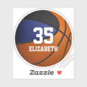 blauw zwart team kleuren jongens basketbal sticker (Vel)
