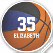 blauw zwart team kleuren jongens basketbal sticker (Voorkant)