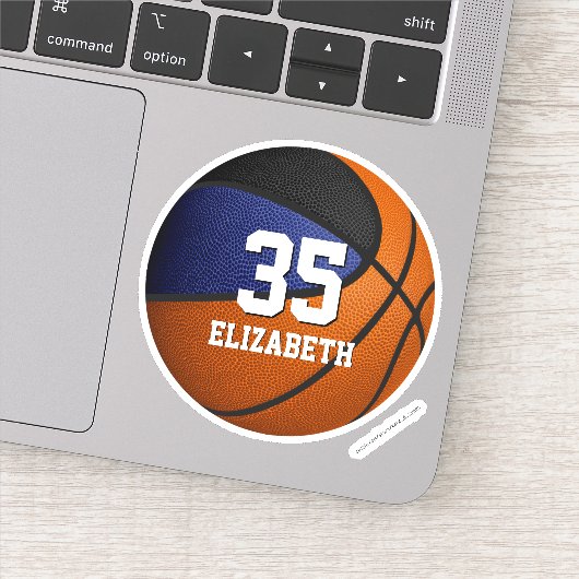 blauw zwart team kleuren jongens basketbal sticker (Detail)